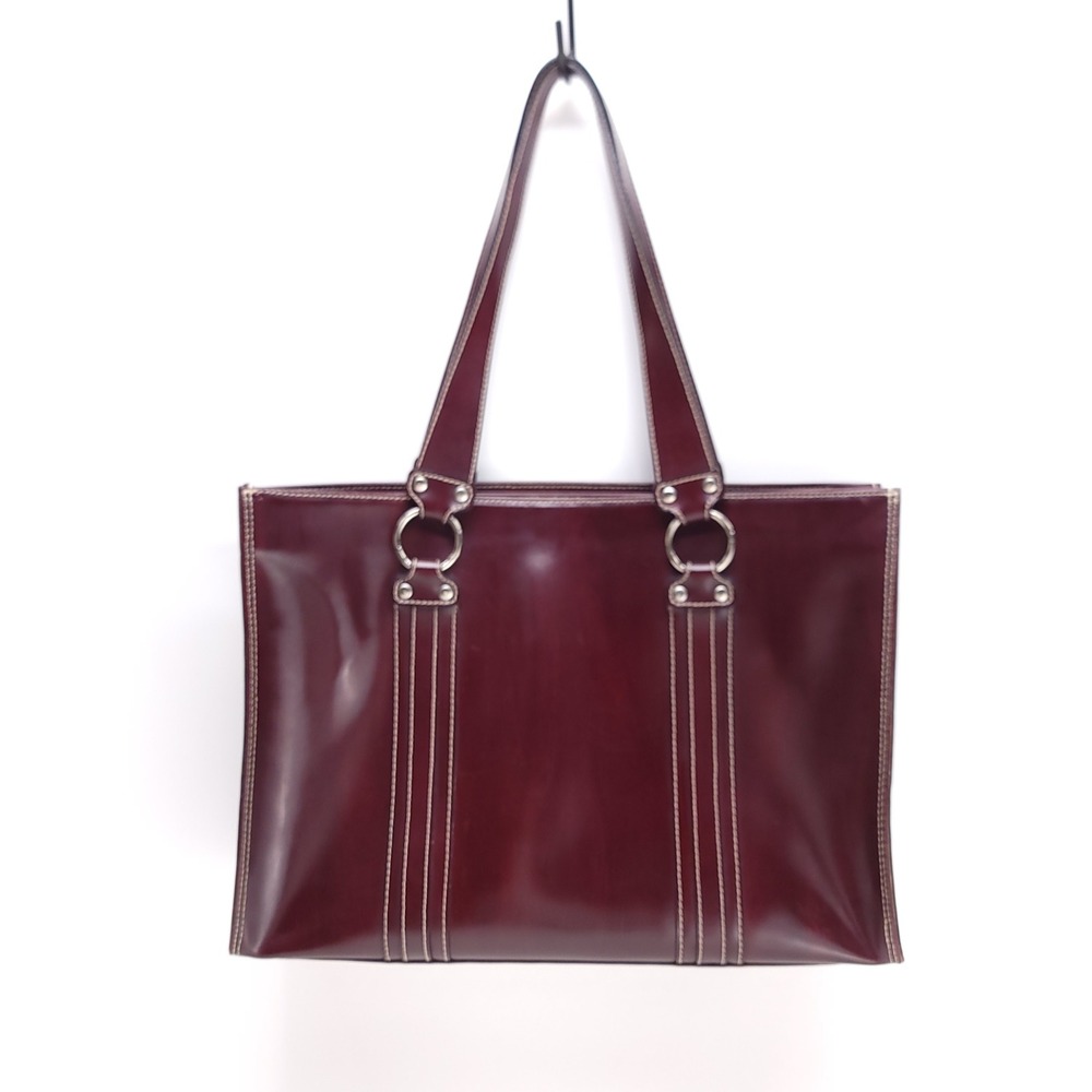 Cristian Italian Leather Tote Bag Burgundy Structured Shoulder Handbag Briefcase
